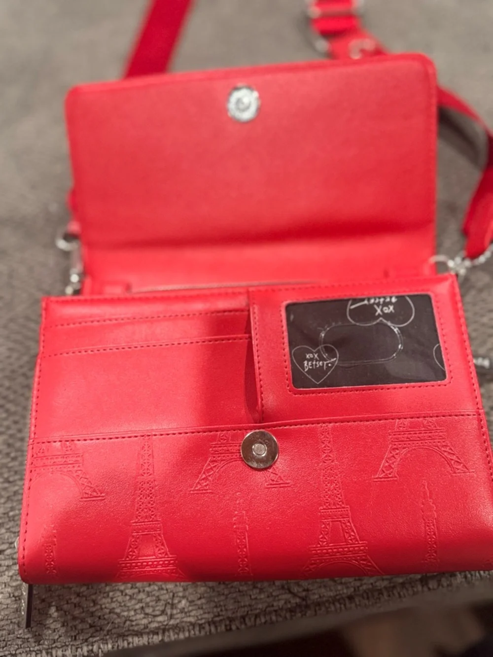 Betsey Johnson Red Crossbody Wallet Purse
